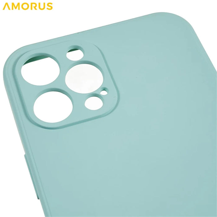 AMORUS For iPhone 12 Pro Max Case Precise Cutouts TPU Fiber Lining Shockproof Phone Cover - Baby Blue - 6