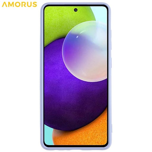 AMORUS For Samsung Galaxy A52 4G / 5G / A52s 5G Case Precise Cutouts TPU Fiber Lining Shockproof Phone Cover - Light Purple - 2