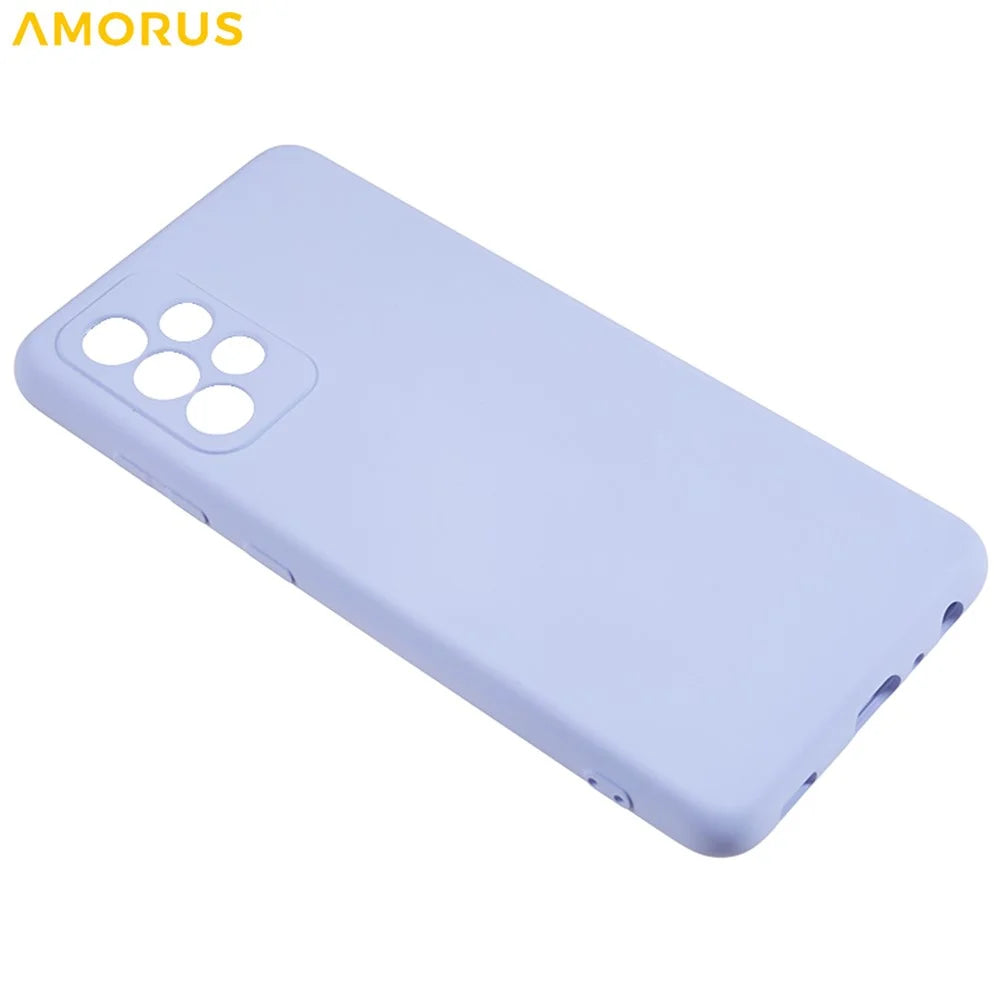 AMORUS For Samsung Galaxy A32 4G (EU Version) Case Precise Cutouts TPU Fiber Lining Shockproof Phone Cover - Light Purple - 4