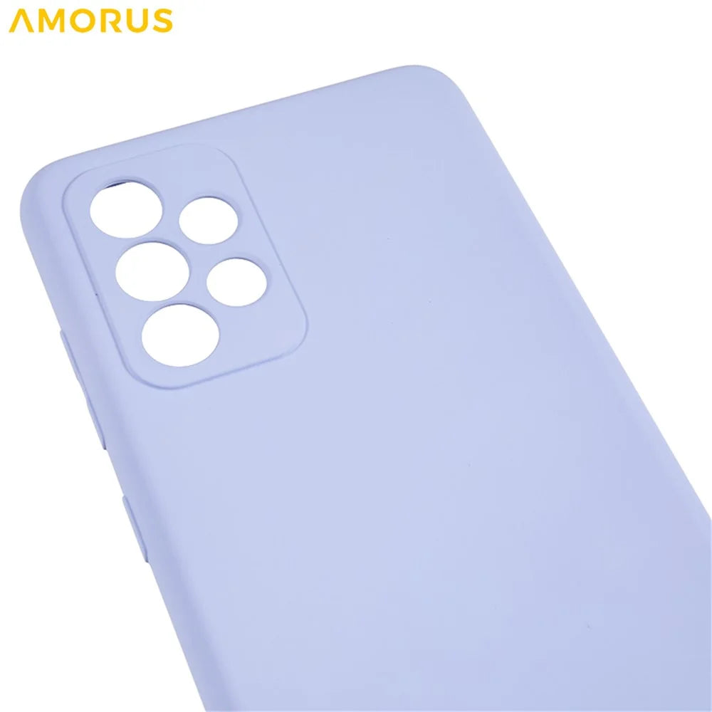 AMORUS For Samsung Galaxy A32 4G (EU Version) Case Precise Cutouts TPU Fiber Lining Shockproof Phone Cover - Light Purple - 6