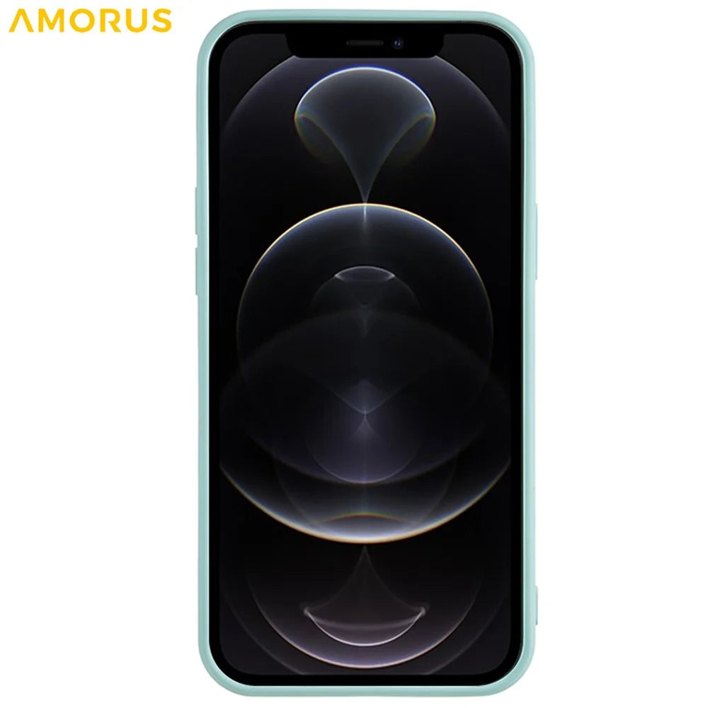 AMORUS For iPhone 12 Pro Case Precise Cutouts TPU Fiber Lining Shockproof Phone Cover - Baby Blue - 2