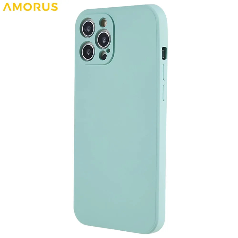 AMORUS For iPhone 12 Pro Case Precise Cutouts TPU Fiber Lining Shockproof Phone Cover - Baby Blue - 3