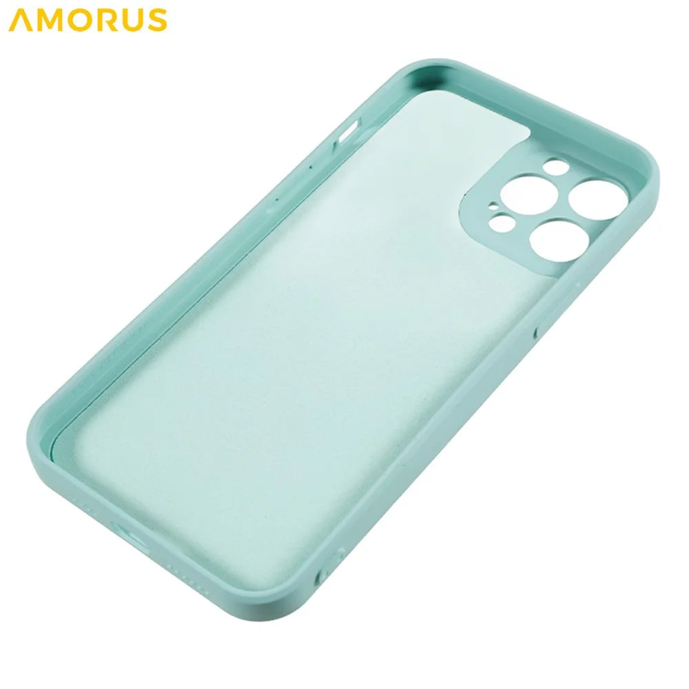 AMORUS For iPhone 12 Pro Case Precise Cutouts TPU Fiber Lining Shockproof Phone Cover - Baby Blue - 5