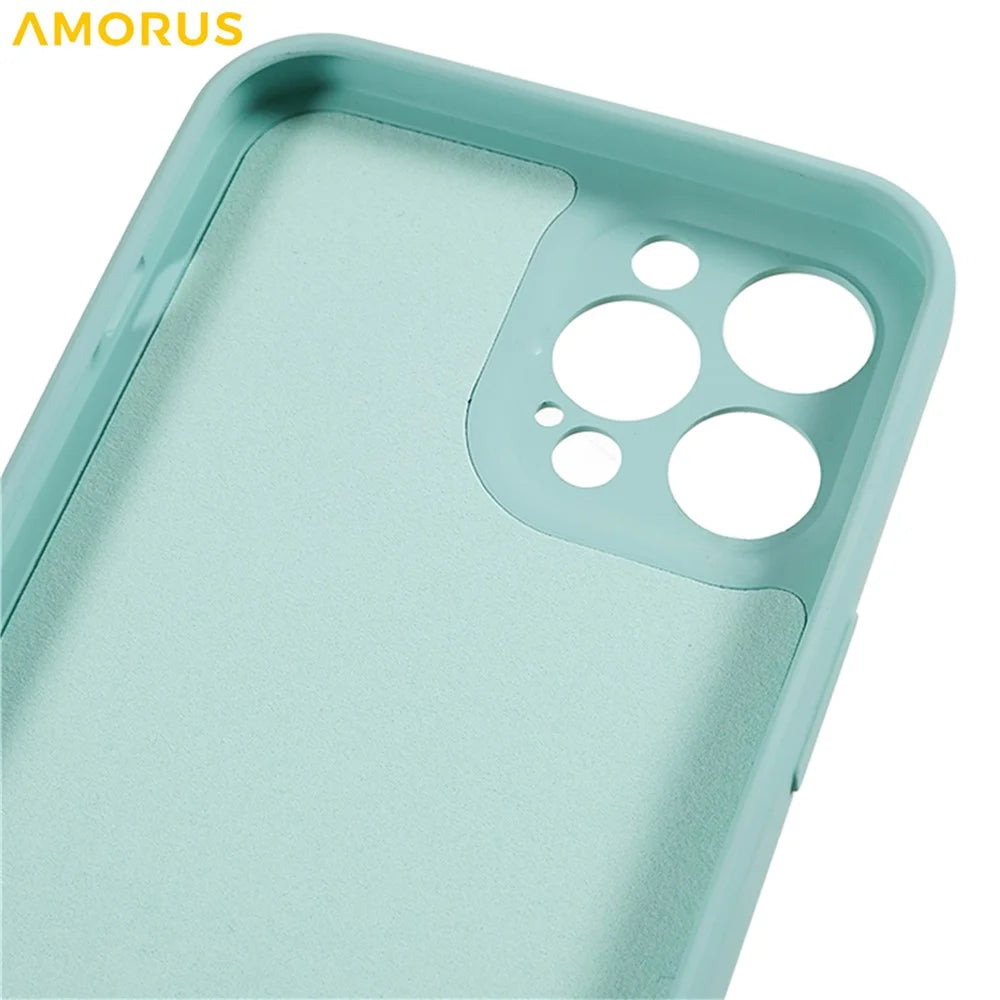 AMORUS For iPhone 12 Pro Case Precise Cutouts TPU Fiber Lining Shockproof Phone Cover - Baby Blue - 7