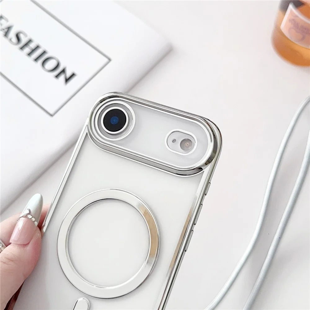 For iPhone Air Case Compatible with MagSafe Electroplating TPU Phone Cover with Long Lanyard - Gold - 4