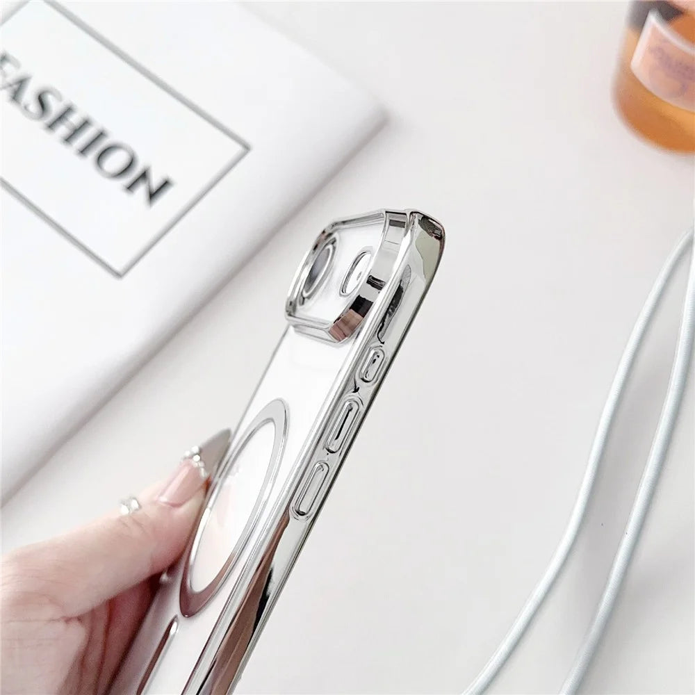 For iPhone Air Case Compatible with MagSafe Electroplating TPU Phone Cover with Long Lanyard - Gold - 5