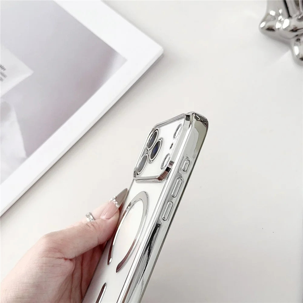 For iPhone 18 Pro / 17 Pro Case Compatible with MagSafe Electroplating TPU Phone Cover with Long Lanyard - Gold - 5