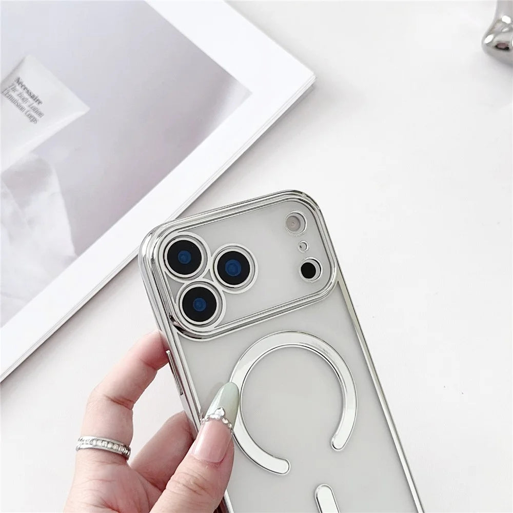 For iPhone 18 Pro Max / 17 Pro Max Case Compatible with MagSafe Electroplating TPU Phone Cover with Long Lanyard - Gold - 4