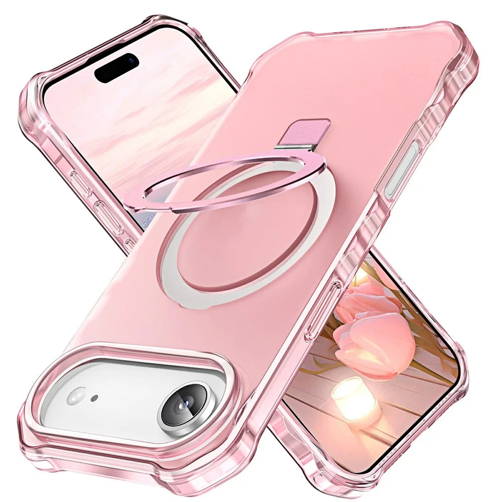 For iPhone Air Case Compatible with MagSafe Matte Kickstand Hybrid Phone Cover Small Wavy Edge - Pink - 1