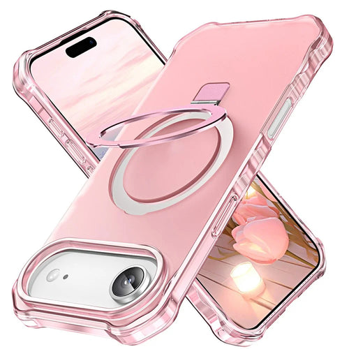 For iPhone Air Case Compatible with MagSafe Matte Kickstand Hybrid Phone Cover Small Wavy Edge - Pink - 1