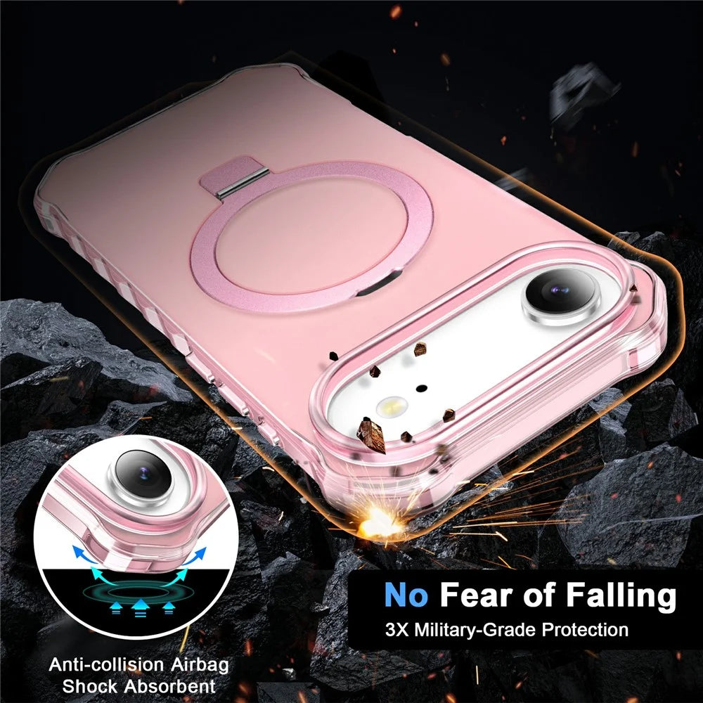 For iPhone Air Case Compatible with MagSafe Matte Kickstand Hybrid Phone Cover Small Wavy Edge - Pink - 3