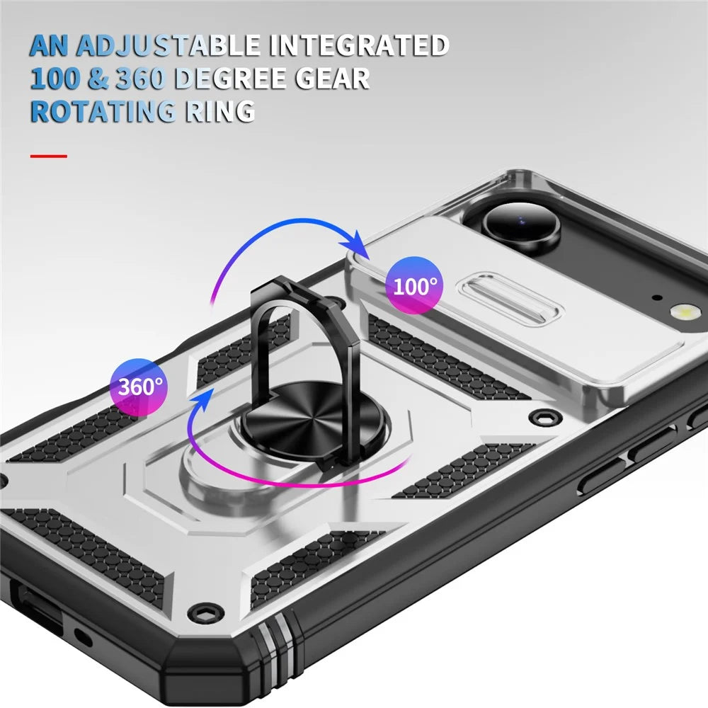 For iPhone Air Case TPU + PC Slide Camshield Kickstand Phone Cover - White - 2