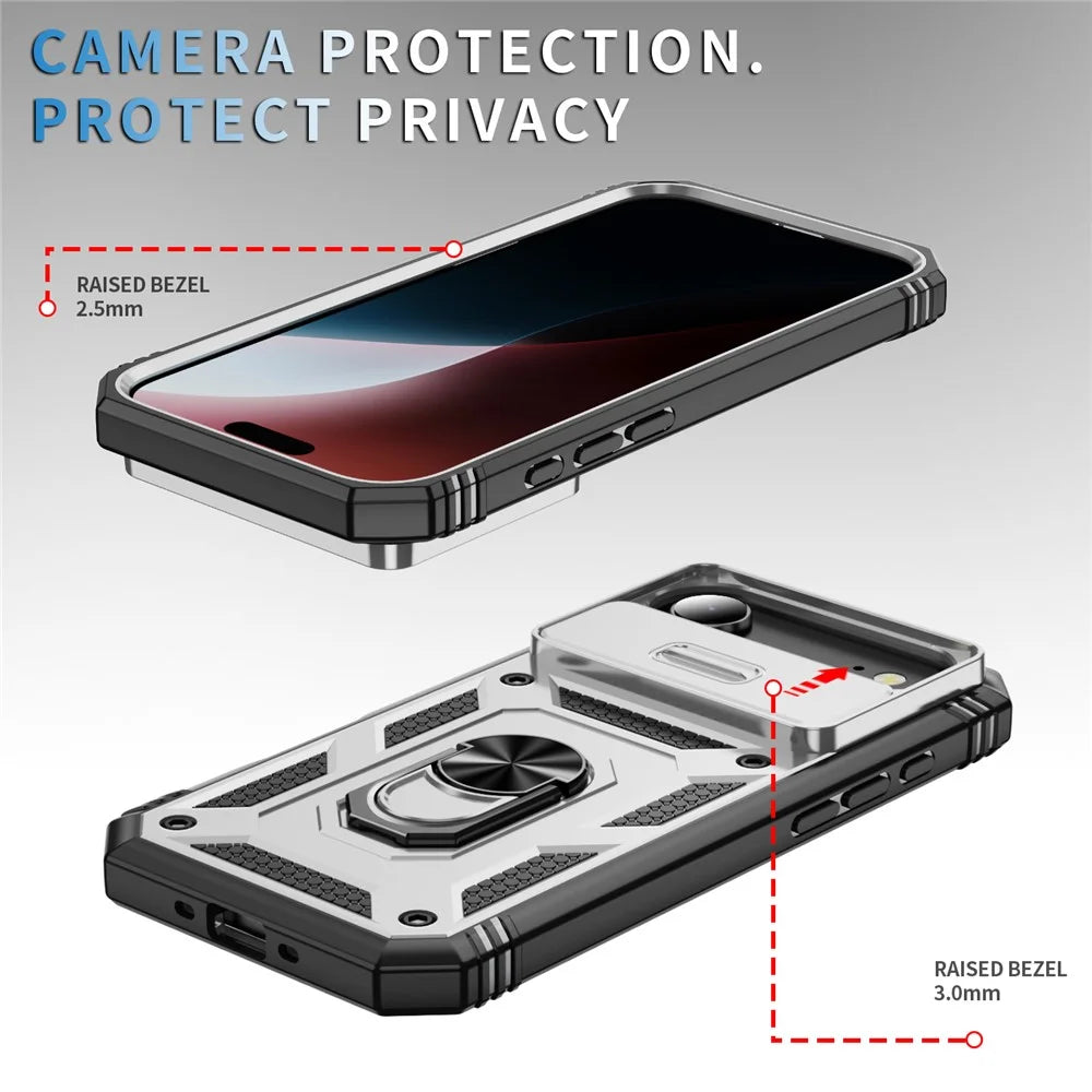 For iPhone Air Case TPU + PC Slide Camshield Kickstand Phone Cover - White - 5