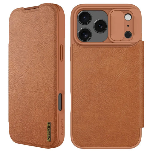 NILLKIN Qin Pro Series for iPhone 18 Pro / 17 Pro Case with Card Slots Leather Phone Cover - Brown - 1
