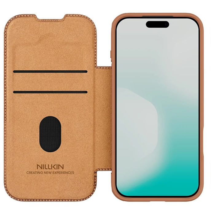 NILLKIN Qin Pro Series for iPhone 18 Pro / 17 Pro Case with Card Slots Leather Phone Cover - Brown - 2