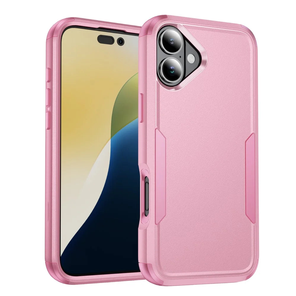 For iPhone 17 Case 3 in 1 Shockproof TPU PC Phone Cover - Pink - 1