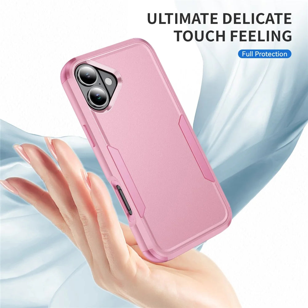 For iPhone 17 Case 3 in 1 Shockproof TPU PC Phone Cover - Pink - 2