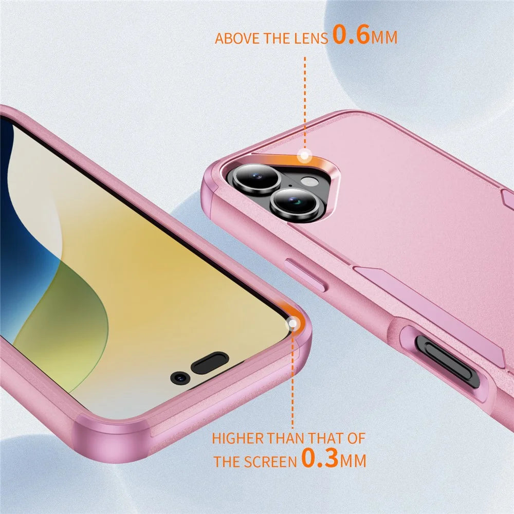 For iPhone 17 Case 3 in 1 Shockproof TPU PC Phone Cover - Pink - 3