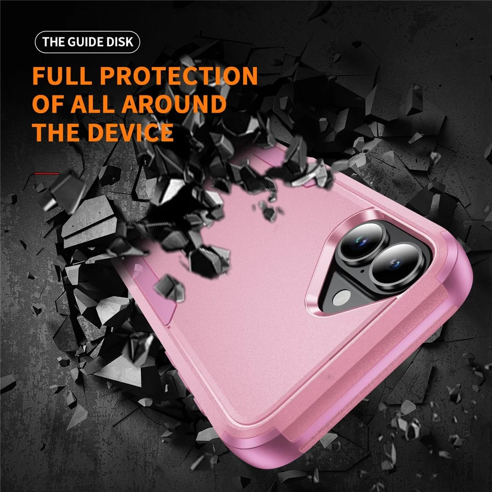 For iPhone 17 Case 3 in 1 Shockproof TPU PC Phone Cover - Pink - 4