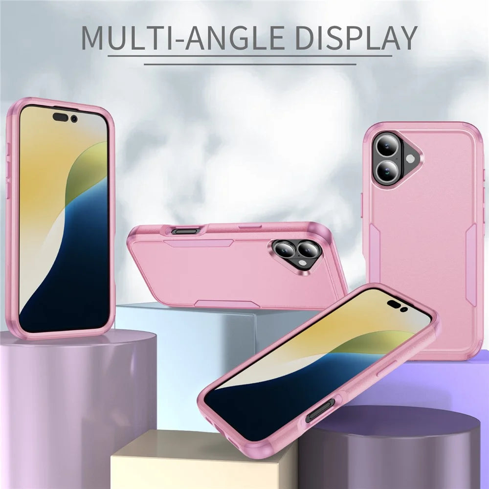 For iPhone 17 Case 3 in 1 Shockproof TPU PC Phone Cover - Pink - 6