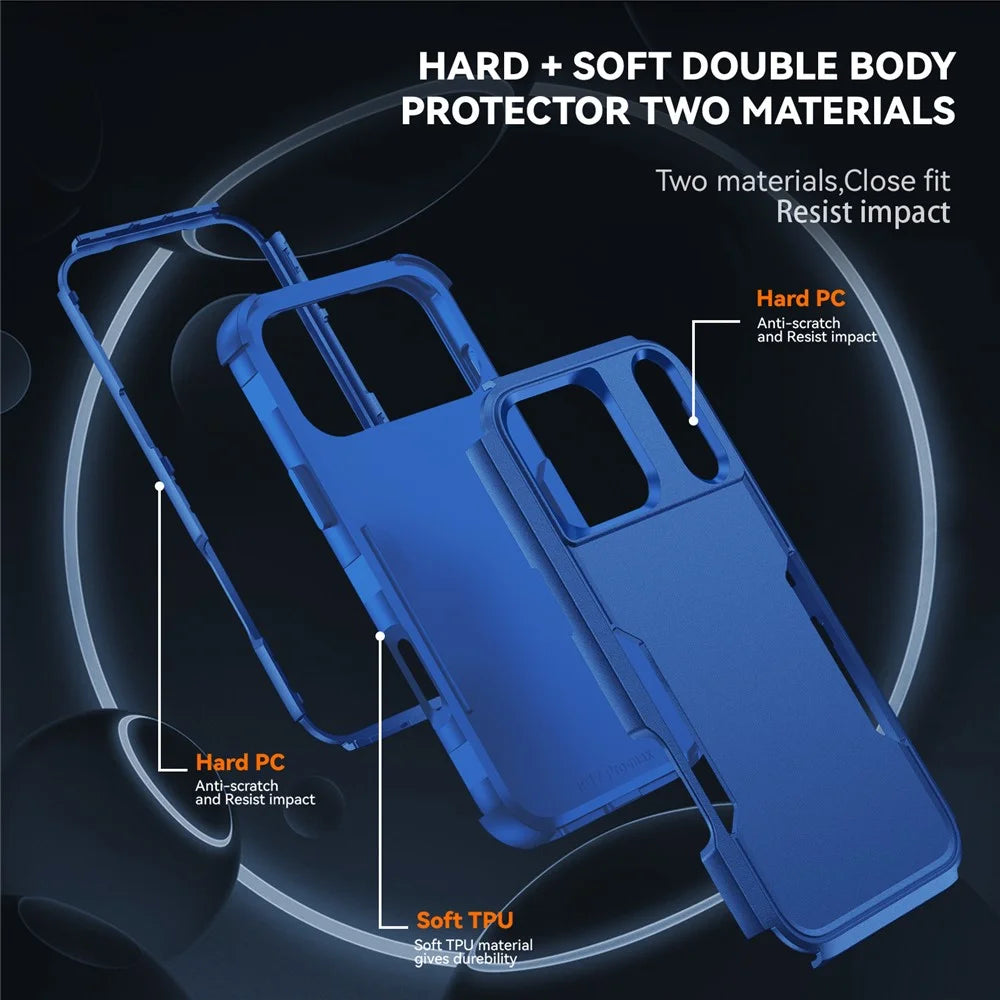 For iPhone 17 Pro Max Case 3 in 1 Shockproof TPU PC Phone Cover - Sapphire - 4