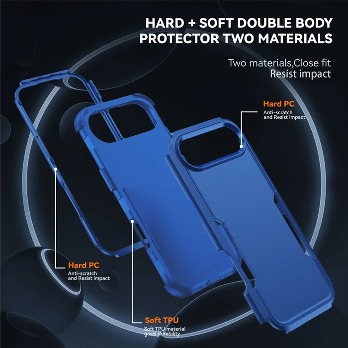 For iPhone Air Case 3 in 1 Shockproof TPU PC Phone Cover - Sapphire - 5