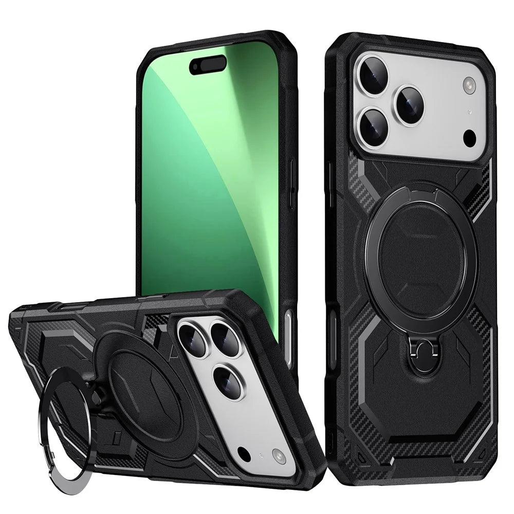 For iPhone 17 Pro Max Case Compatible with MagSafe Kickstand TPU + PC Phone Cover - Black - 1