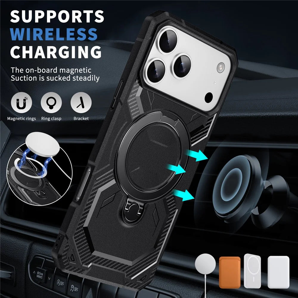 For iPhone 17 Pro Max Case Compatible with MagSafe Kickstand TPU + PC Phone Cover - Black - 2
