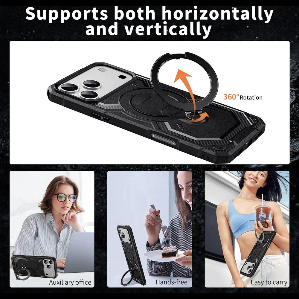 For iPhone 17 Pro Max Case Compatible with MagSafe Kickstand TPU + PC Phone Cover - Black - 3