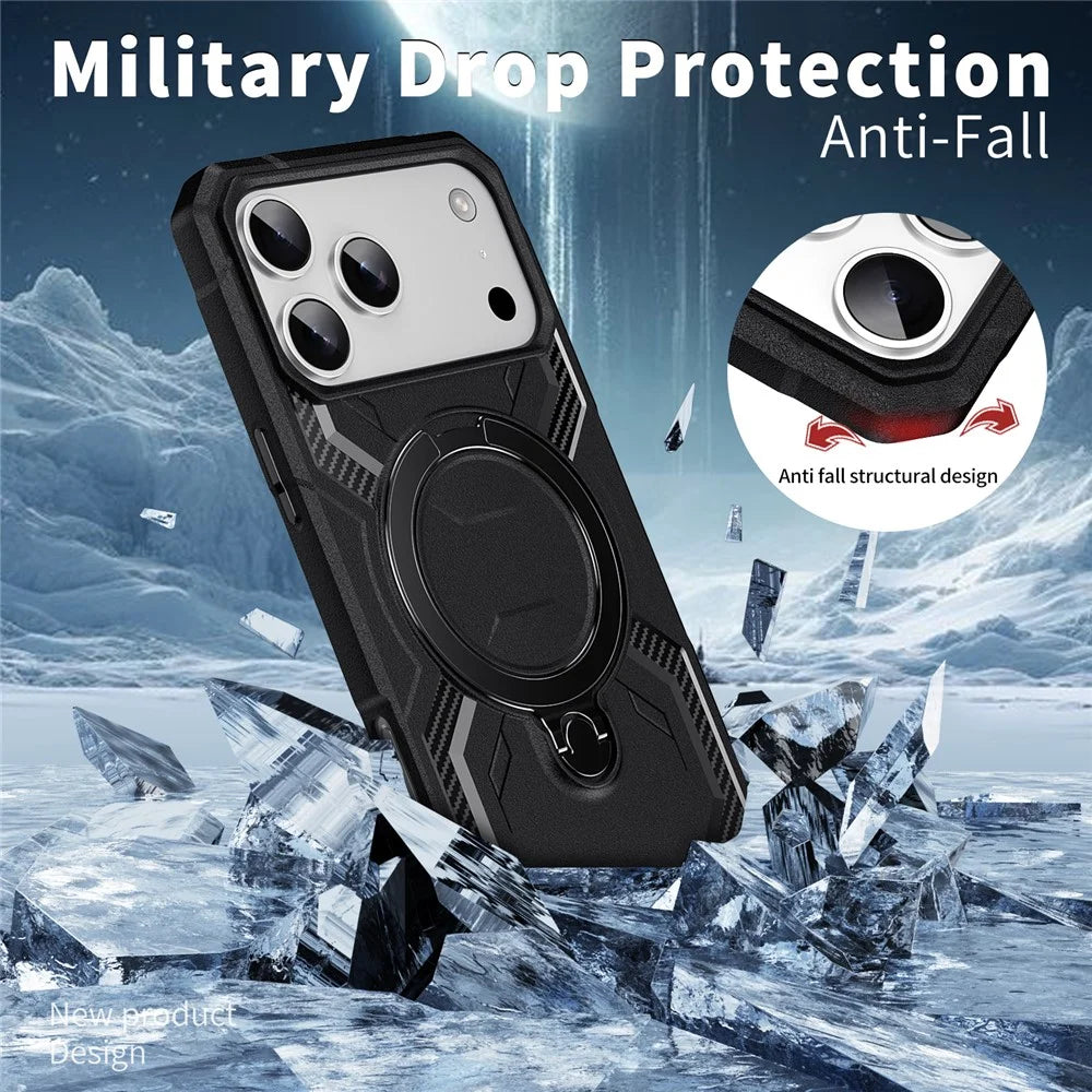 For iPhone 17 Pro Max Case Compatible with MagSafe Kickstand TPU + PC Phone Cover - Black - 4