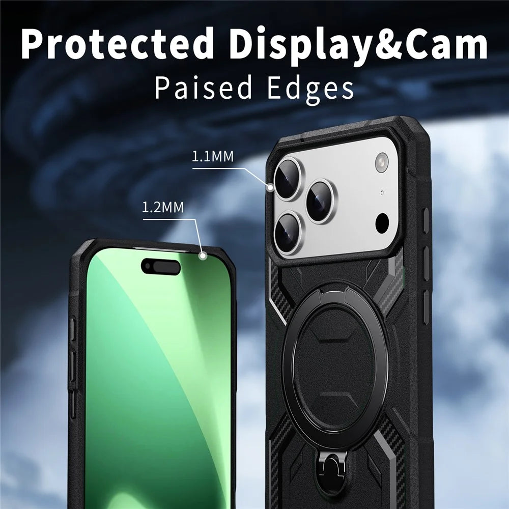 For iPhone 17 Pro Max Case Compatible with MagSafe Kickstand TPU + PC Phone Cover - Black - 5