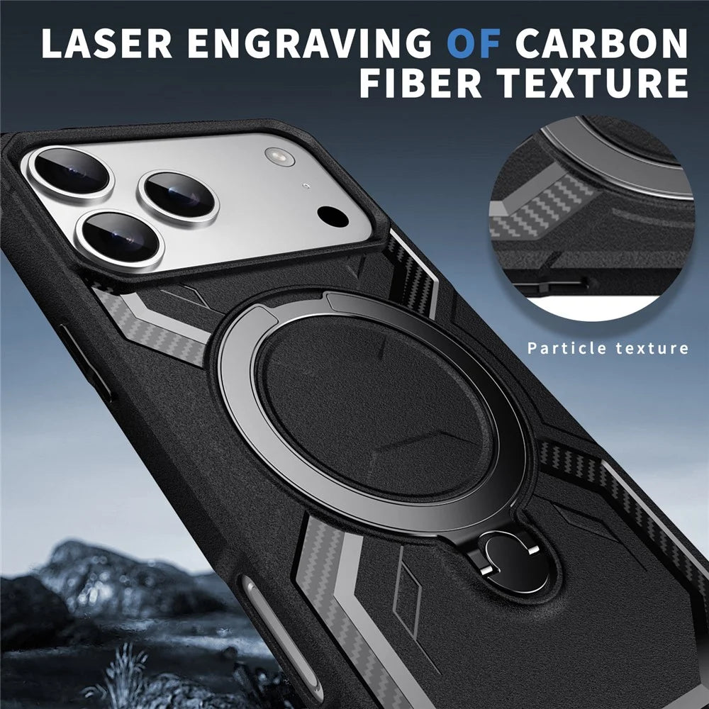 For iPhone 17 Pro Max Case Compatible with MagSafe Kickstand TPU + PC Phone Cover - Black - 6