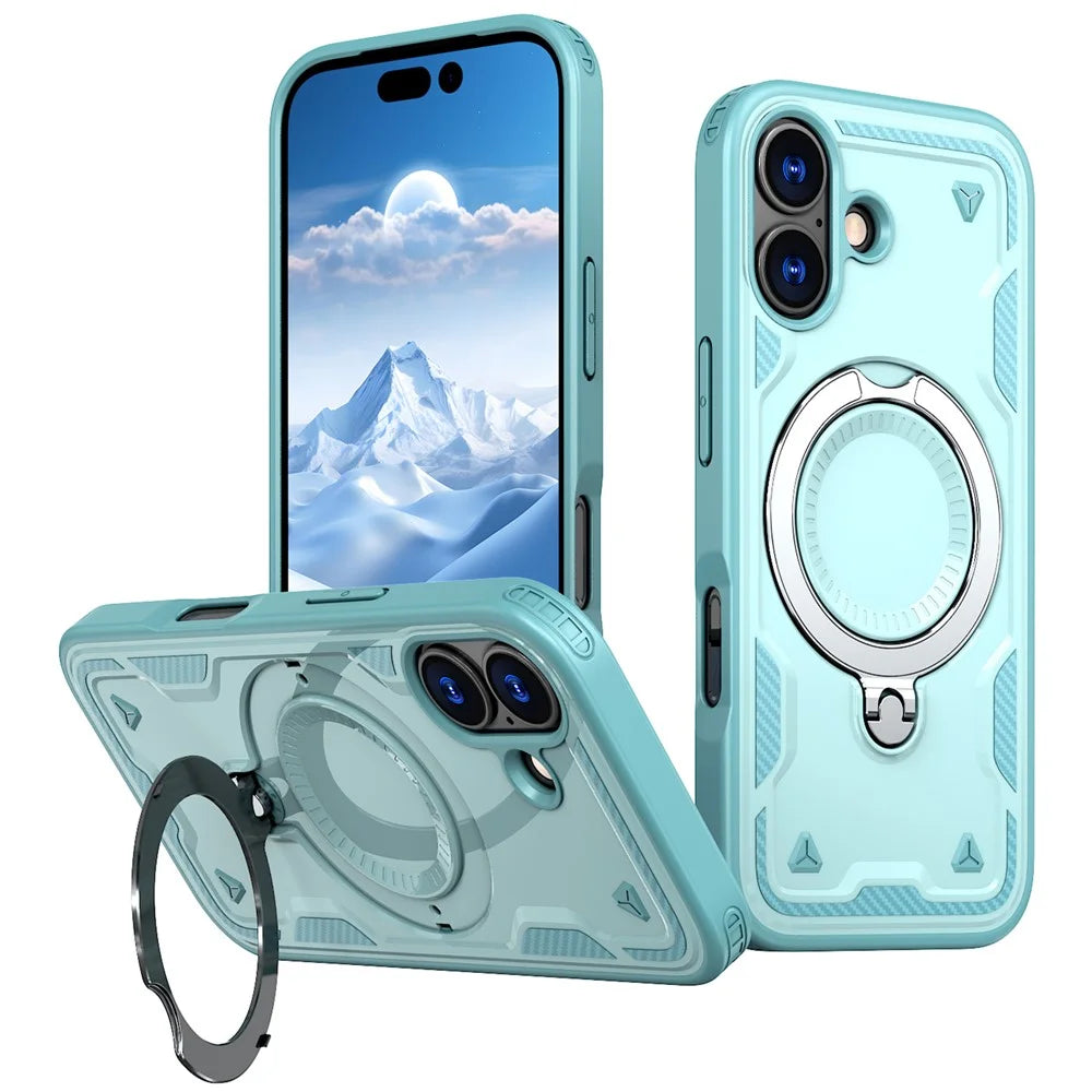 For iPhone 17 Case Compatible with MagSafe Military Protection PC + TPU Kickstand Phone Cover - Baby Blue - 1