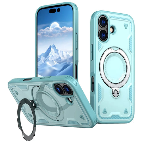 For iPhone 17 Case Compatible with MagSafe Military Protection PC + TPU Kickstand Phone Cover - Baby Blue - 1