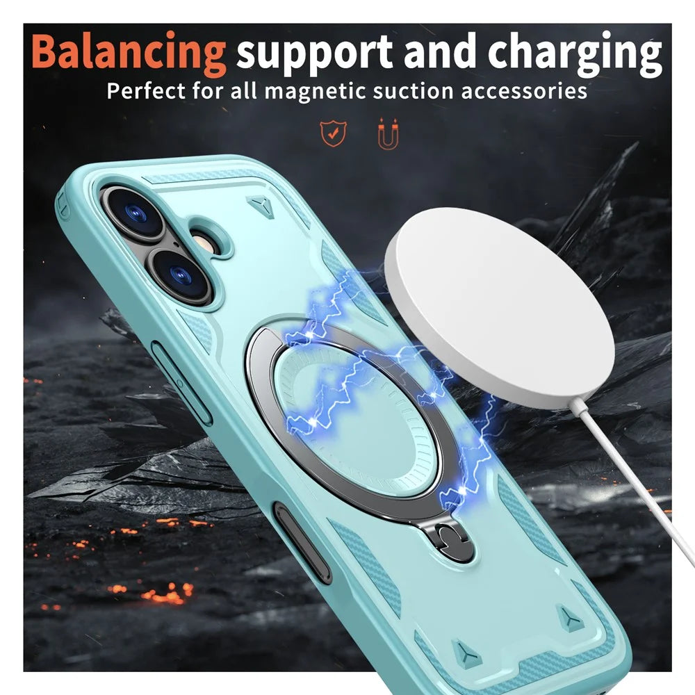 For iPhone 17 Case Compatible with MagSafe Military Protection PC + TPU Kickstand Phone Cover - Baby Blue - 2
