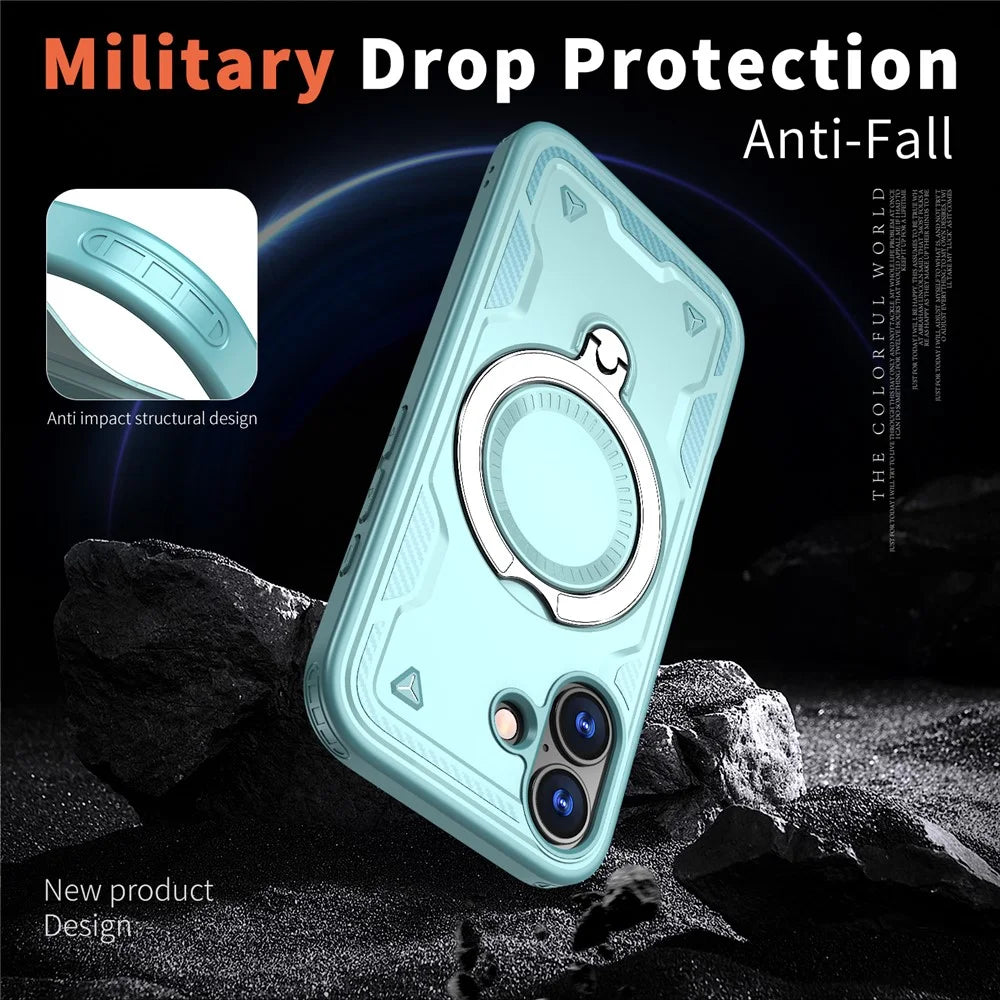For iPhone 17 Case Compatible with MagSafe Military Protection PC + TPU Kickstand Phone Cover - Baby Blue - 3