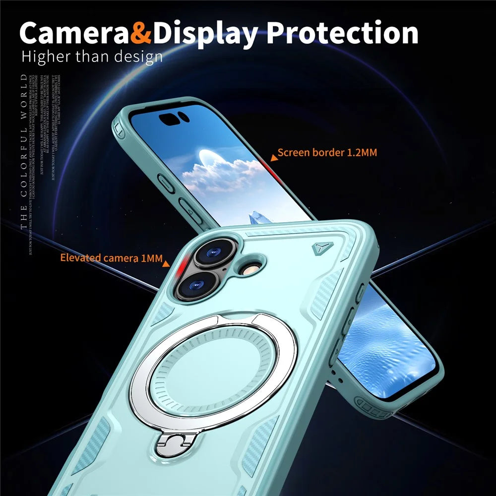 For iPhone 17 Case Compatible with MagSafe Military Protection PC + TPU Kickstand Phone Cover - Baby Blue - 5