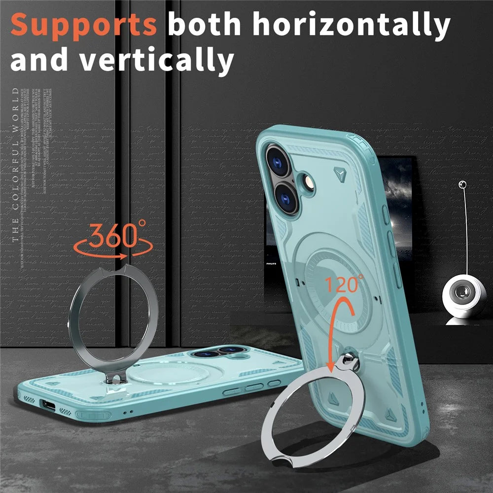 For iPhone 17 Case Compatible with MagSafe Military Protection PC + TPU Kickstand Phone Cover - Baby Blue - 6
