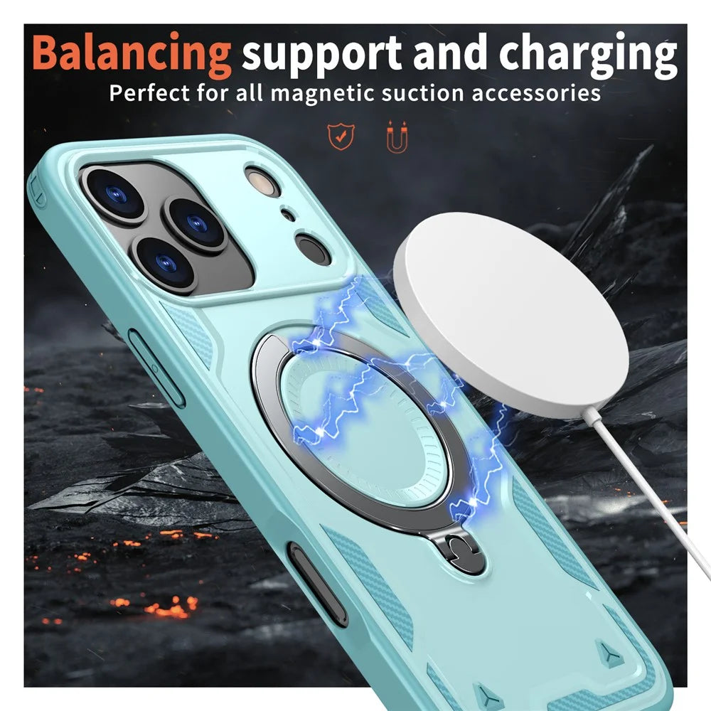 For iPhone 17 Pro Case Compatible with MagSafe Military Protection PC + TPU Kickstand Phone Cover - Baby Blue - 2