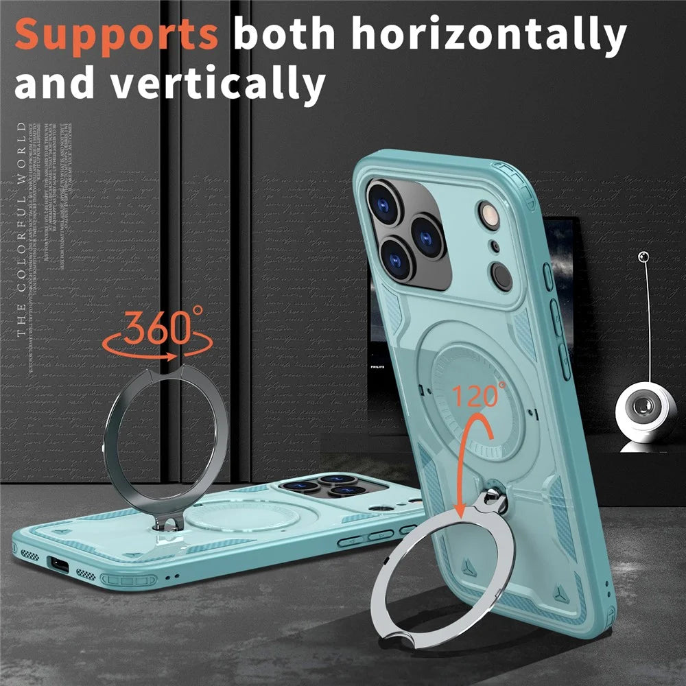 For iPhone 17 Pro Case Compatible with MagSafe Military Protection PC + TPU Kickstand Phone Cover - Baby Blue - 6