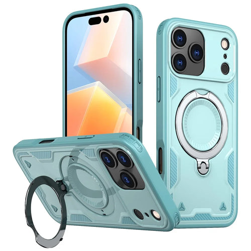 For iPhone 17 Pro Max Case Compatible with MagSafe Military Protection PC + TPU Kickstand Phone Cover - Baby Blue - 1