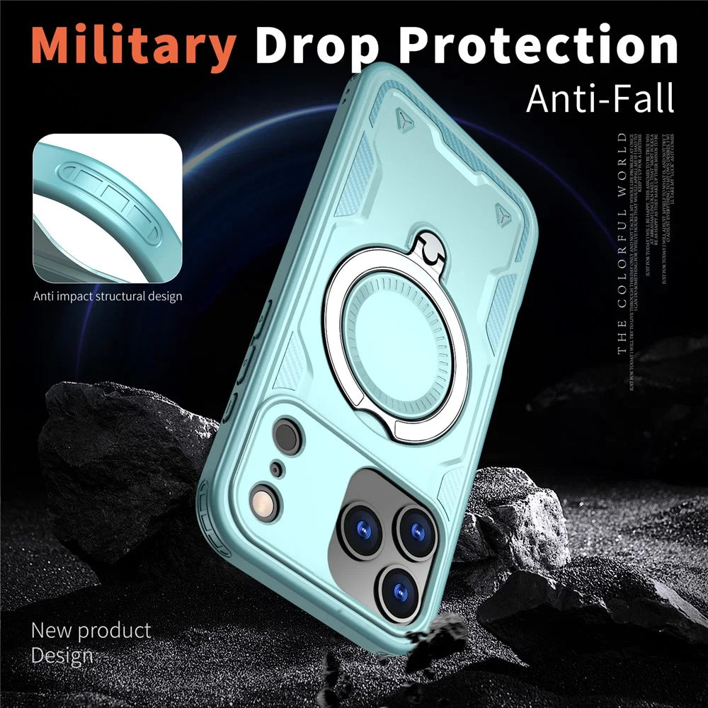 For iPhone 17 Pro Max Case Compatible with MagSafe Military Protection PC + TPU Kickstand Phone Cover - Baby Blue - 3