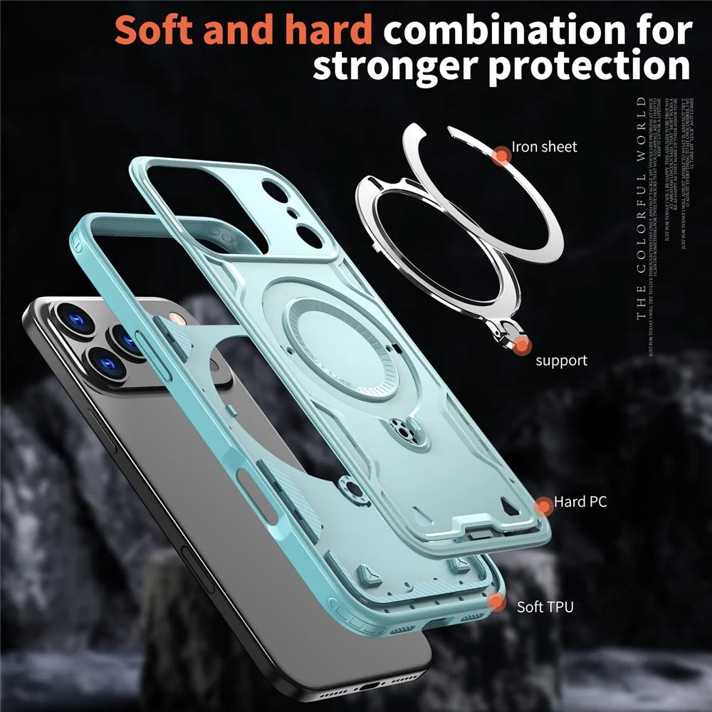 For iPhone 17 Pro Max Case Compatible with MagSafe Military Protection PC + TPU Kickstand Phone Cover - Baby Blue - 4