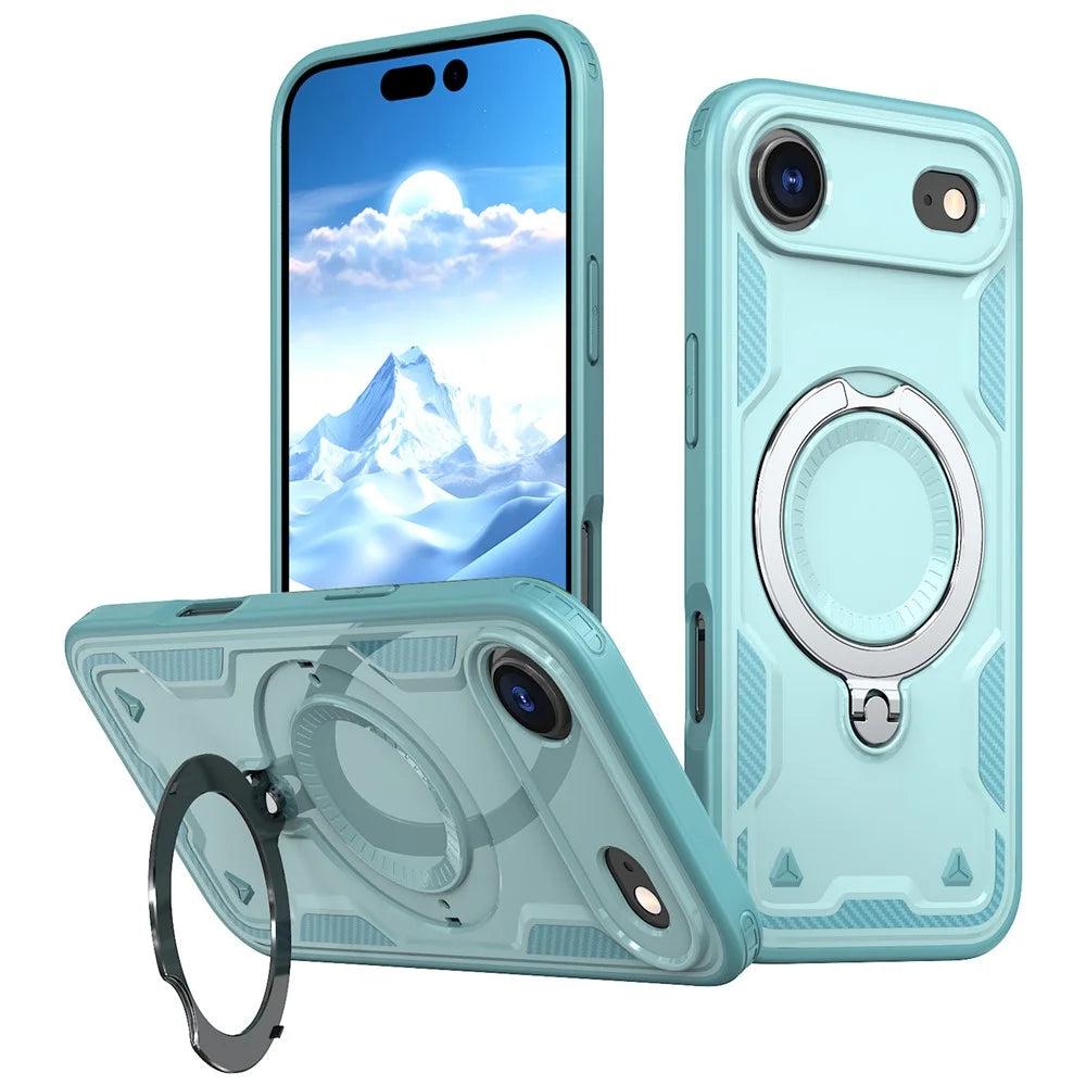 For iPhone Air Case Compatible with MagSafe Military Protection PC + TPU Kickstand Phone Cover - Baby Blue - 1