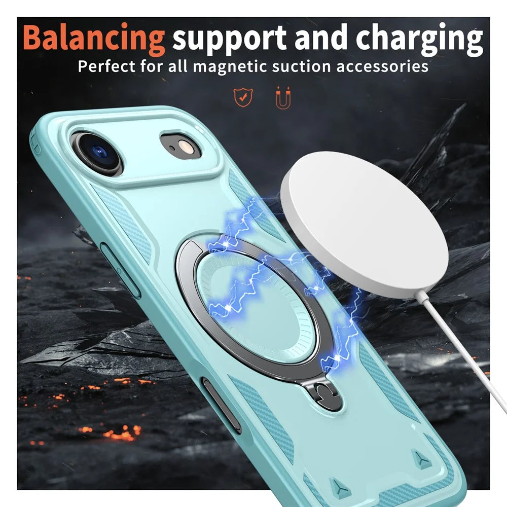 For iPhone Air Case Compatible with MagSafe Military Protection PC + TPU Kickstand Phone Cover - Baby Blue - 2