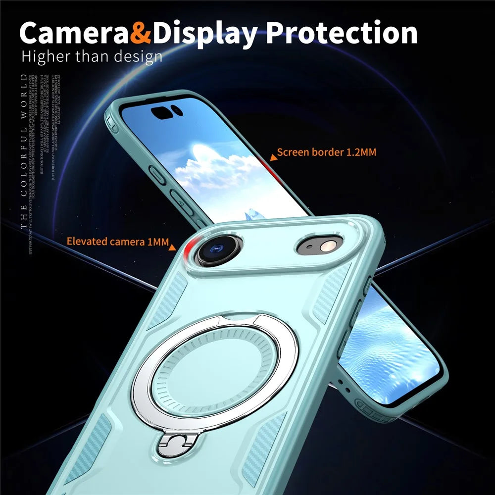 For iPhone Air Case Compatible with MagSafe Military Protection PC + TPU Kickstand Phone Cover - Baby Blue - 5