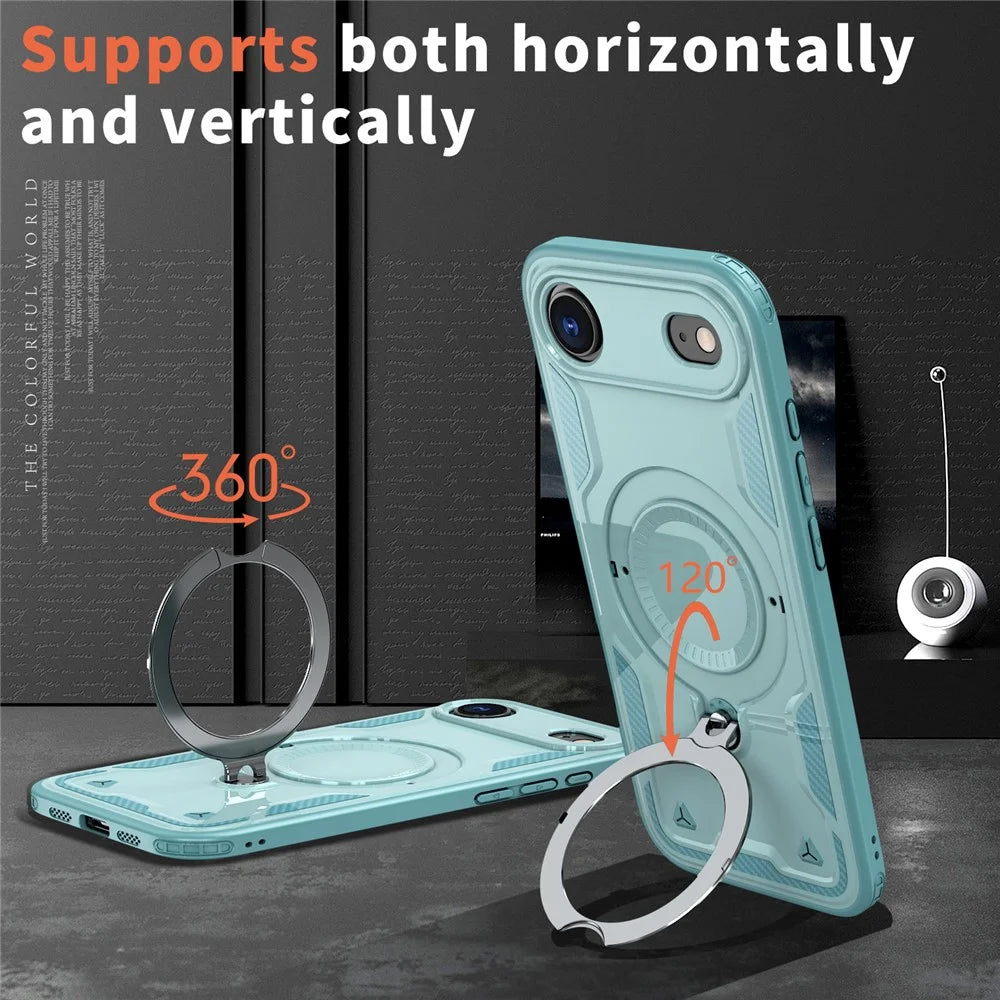 For iPhone Air Case Compatible with MagSafe Military Protection PC + TPU Kickstand Phone Cover - Baby Blue - 6