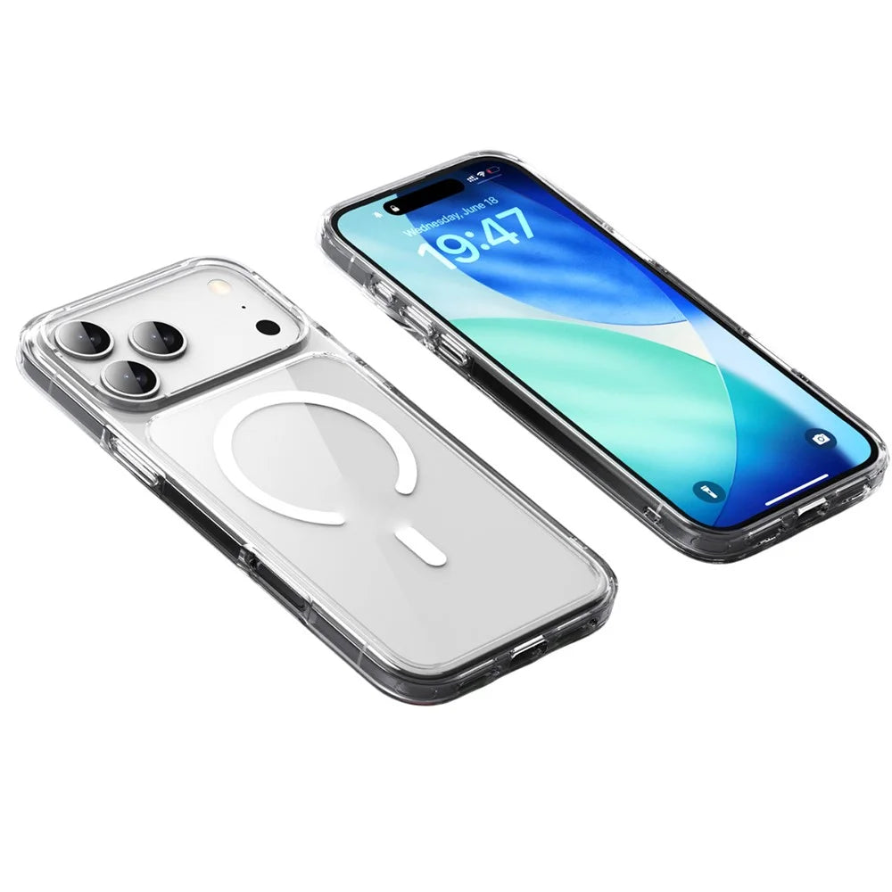 For iPhone 17 Pro Max Case Compatible with MagSafe TPU + PC Clear Phone Back Cover - Transparent - 1