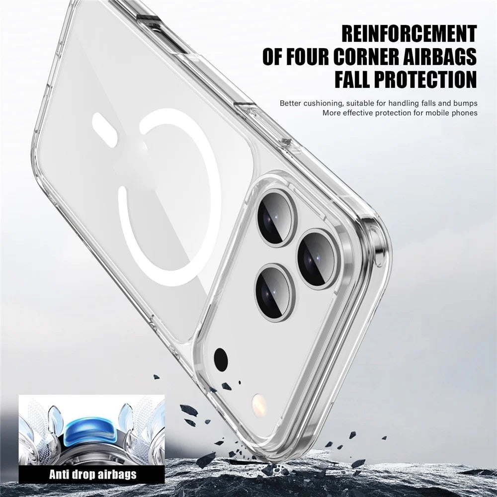 For iPhone 17 Pro Max Case Compatible with MagSafe TPU + PC Clear Phone Back Cover - Transparent - 6