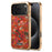 DENIOR A24 For iPhone 17 Pro Max Case Compatible with MagSafe Flower Leather PC TPU Phone Cover with Detachable Back Panel - Peony Red - 1